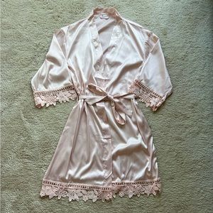 Floral detail trim robe